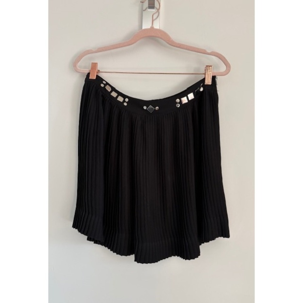 Vena Cava for Aqua Vintage Black Pleated Studded Mini Skirt Womens Side Zip Med